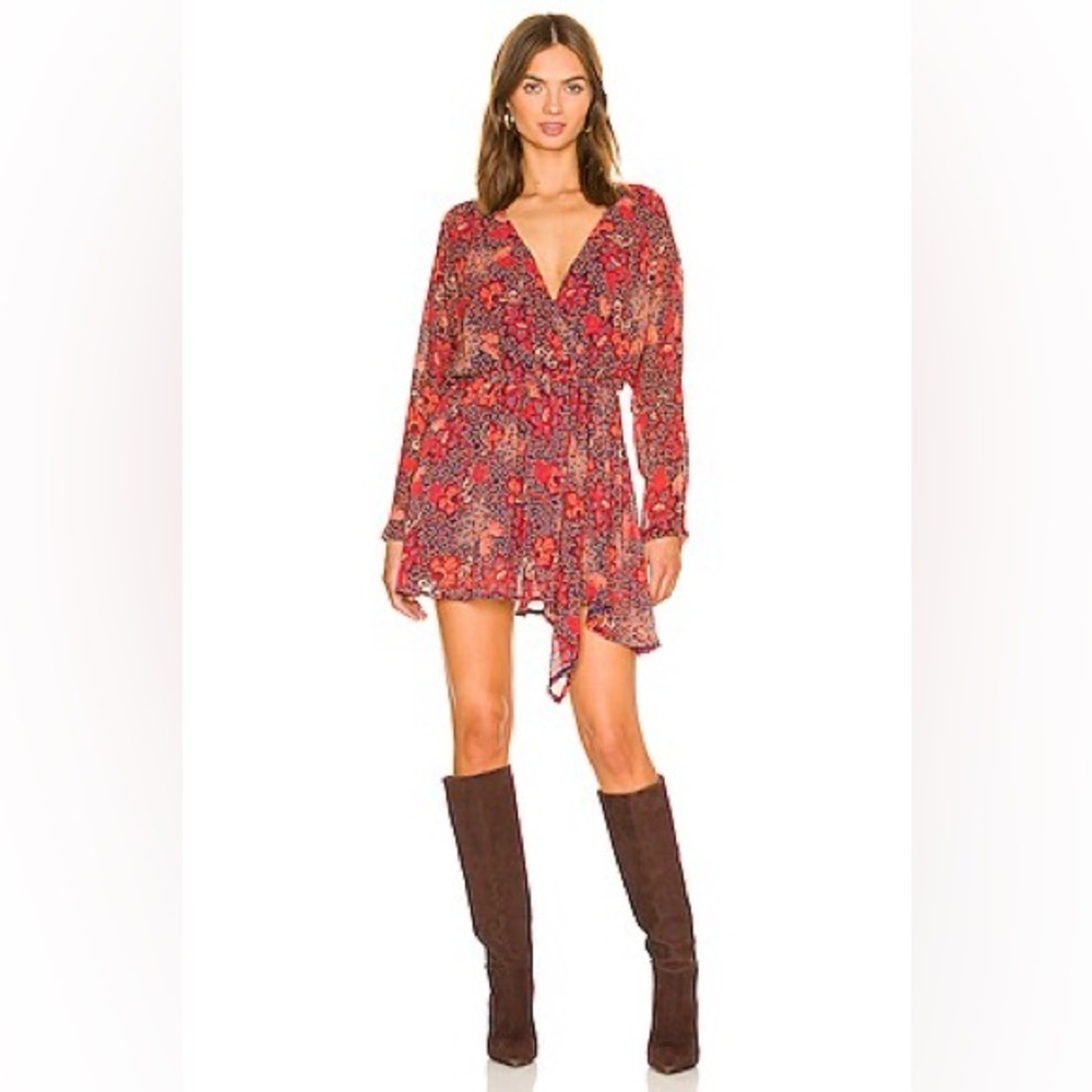 Free People Red Floral Mini Dress